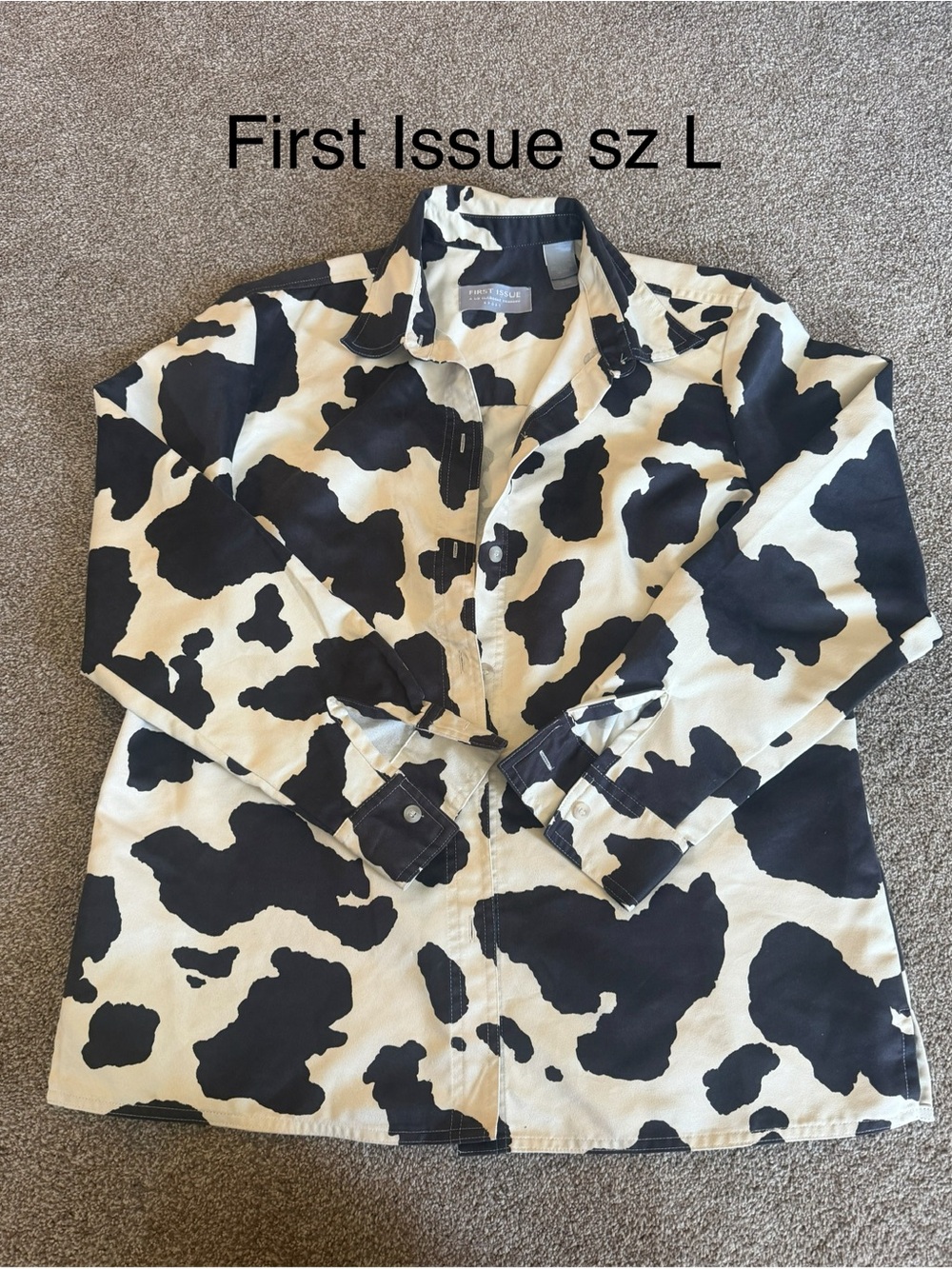 First Issue Women’s Black & Cream Cow-Print Button-Down Shirt
